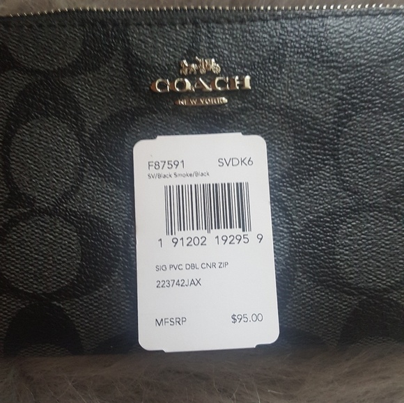 Coach Signature Double Zip PVC Leather Wallet - Picture 2 of 6
